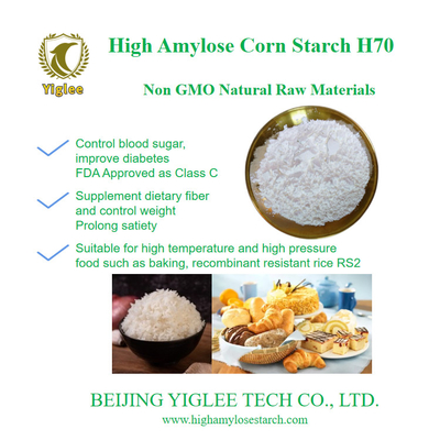 BEIJING YIGLEE TECH High Amylose Maize Starch H70 RS2 High Amylose Resistant Starch Non GMO Low GI Starch